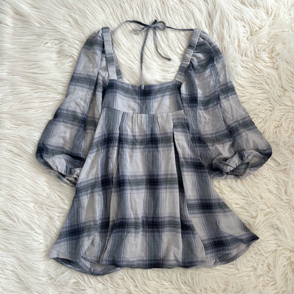 Urban Outfitters Lachlan Flannel Smocked Mini Dress